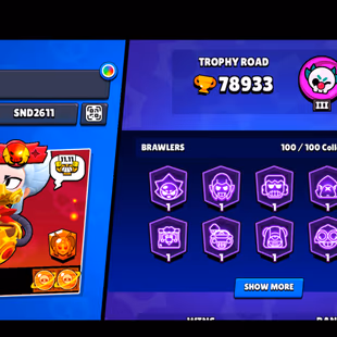 SIRIUS | 62 TITLES | 377 SKINS | 78.900 TROPHY | 100 BRAWLERS | 63 HYPERCHARGED | 73 MAXED BRAWLERS | 58 PRESTIGE - Image 6