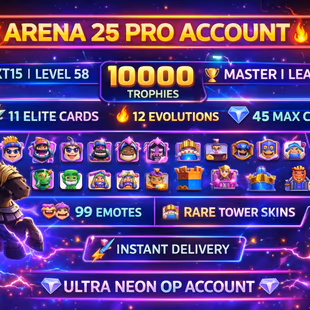🎯FRESH STOCK] CLASH ROYALE KT15 | 10000 PB 👹| 11 ELITE | 12 EVO | 45 MAX | 99 EMOTES | ARENA 25 | INSTANT DLVR - Image 1