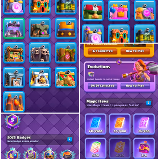 30 Evolutions Premium | 26 Lv16 | 66 Elites | All Max Cards | KT 16 | 27 KT Skins | 269 Emotes | Xp 79 - Image 3