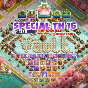 SPECIAL TH 16 🔥 - 14 EPIC SKILLS ✅ - 5 SCENERY - 19 HERO SKINS - NEW SCENERY - MAX BUILDER BASE TROOPS - INSTANT N SAFE - Image 2
