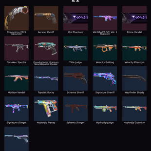 NA - LVL 33 - Unranked - 1 Knife - 21 Skins(Spent 17,880 VP) Champions 2021 Karambit, Arcane Sheriff - Image 1