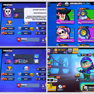 CR ND BS | 24826 Trophies | 62 Brawlers | Mythic Skin | 98 Skins | 149 Gems | Rename Available | Instant Delivery - Image 2