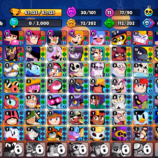 213 SKINS | 61.100 TROPHIES | 90 BRAWLERS | 8 HYPERCHARGE | 17 MAX | 40 PRESTIGE | 7 BUFFIES - Image 4