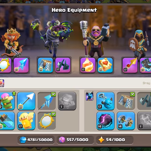🔥TH 18 NEAR MAX🔥FULL WALL MAX || BK 78 AQ 100 GW 60 MP 52 RC 42 || [3 EPIC EQUIPMENT MAX] || 8 HERO SKIN - Image 5