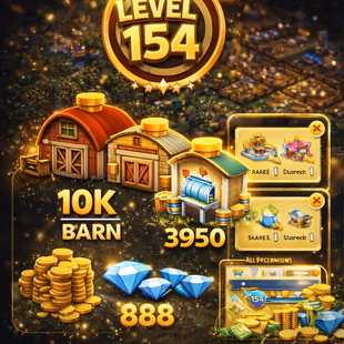🎯NEW STOCK💎LEVEL 154 ACCT () 10K BARN () 3950 SILO ()888 DIAMONDS () 4 MILLIONS COINS () INSTANT DELIVERY - Image 2