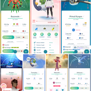 Level 35 💎 Team Valor 💎 Shiny Buzzwole - Primal Kyogre-Tornadus-Gmax Meowth-Articuno | Hundo Background Kyogre - Image 1