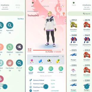 3 SHINY LEGENDARY💎 ZAMZENTA GROUDON 🔥 51 LEGENDARY [] LEVEL 52 [] 17 SHINY [] RENAME AVAILABLE [] INSTANT AVAILABLE [] - Image 3
