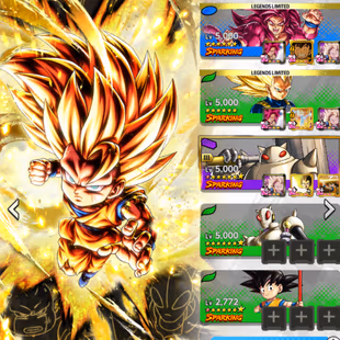 INSTANT GLOBAL [CNLT809] LR SS3 Goku (Mini) 14s + LF SS3 Vegeta 6s+ LF SS4 Goku 6s + 8 LF+ 57000 CC - Image 1