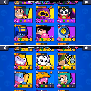 61K Trophies LVL130 | 98/100 Brawlers | 34 Max Brawlers - 27 Hypercharges | 275 Skins | 820 Pins | 393 Icons | 199 Spray - Image 5
