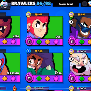 46k Trophies, 86 Brawlers, 12 Legendary Brawlers, 11 Strength Brawlers, 1700 Coins, 127 Skins, read the description - Image 6