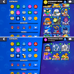 96K Trophies LVL92 | 98/99 Brawlers | 34 Max Brawlers - 27 Hypercharge | 315 Skins | 737 Pins | 337 Icons | 207 Sprays  - Image 7
