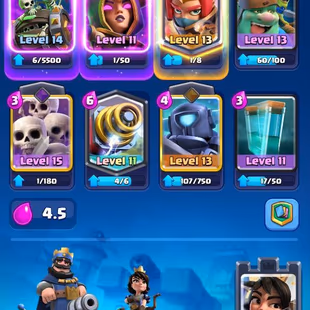 👑LVL- 44🔥3 MAX CARD - 1 ELITES | 6- EVO CARDS | 8105- TROPHIES | KT-14 | ARENA-21 | 121 CARDS | 3-KT SKINS | 27 EMOTE  - Image 7