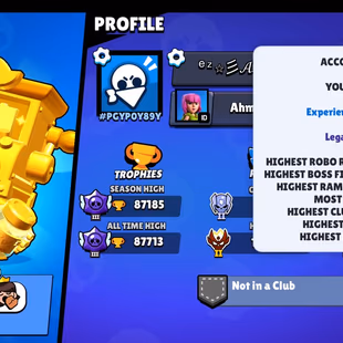 [Very Rare Brawl Stars] Global Top |87k trophies | R35-2 Legacy | 97 Hypercharge | 883 player pins - 450 player icons |  - Image 1