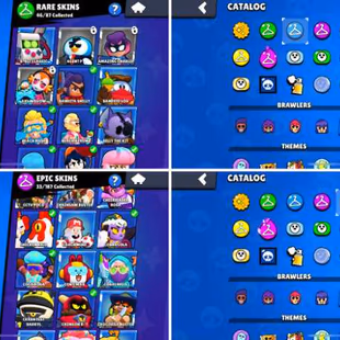 33K Trophies | 69/99 Brawlers | 12 Max Brawlers - 7 Hypercharged | 125 Skins | 247 Pins | 169 Icons | 84 Sprays - Image 5