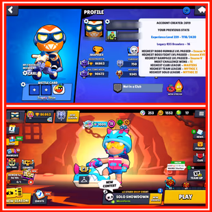 TROPHY TITAN 👾 ATB 90K TROPHIES | 16 R35 BRAWLERS | 18 TITLES | 70 MAXED BRAWLERS 92/92 ALL BRAWLERS | 275 SKINS - Image 1