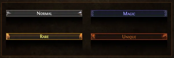 PoE Rarity Colors Items Tiers Uniques Gear