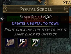 PoE Portal Scrolls keybind hotkey 3.25