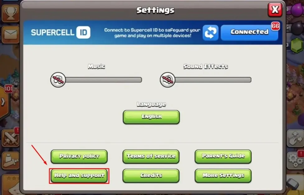 Clash of Clans | Help and Support Button