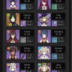 Raiden c 0 yelan c0 bennet c1 xianqui c1 keqing c2 yun jin c6 