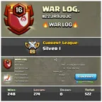 Lvl 16 Clan | Name - WARLOG | Silver League 1 | Wins 248 Losses 274 | Clan Capital 7 | Value for Money Deal!