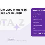 Dota 2 Account 2000 MMR 7536 Behavior Score Green Items