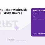Rust Account | 457 Twitch/Kick Drops Skins | 6000+ Hours | Region UA