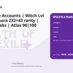 Path of Exile Accounts | Witch Lvl 93 | Death Aura 232+43 rarity | Occultist 4 labs | Atlas 90|100