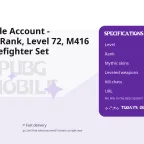 PUBG Mobile Account - Conqueror Rank, Level 72, M416 Ice Full, Firefighter Set