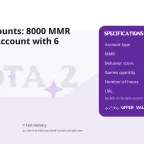 Dota 2 Accounts: 8000 MMR Immortal Account with 6 Arcanas
