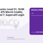 MO.CO Accounts: Level 51, 10.8K Elite Merits, 475 Merch Credits, Weapon Level 7, Supercell Login
