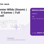 Monster Hunter Wilds (Steam) | 122 Hours | 8 Games | Full Access + Email