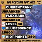 EUW 30 lvl Handleveled RP : 340 Loot:23KBE Instant Delivery ! MKG019221