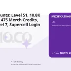 MO.CO Accounts: Level 51, 10.8K Elite Merits, 475 Merch Credits, Weapon Level 7, Supercell Login