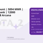 Dota 2 Account | 5894 MMR | Immortal Rank | 12000 Behavior | 8 Arcana