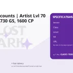 Lost Ark Accounts | Artist Lvl 70 | 2xArtist 1730 GS, 1600 CP