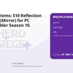 Hero Siege Items: S10 Reflection of Tarethiel (Mirror) for PC Softcore Ladder Season 10.