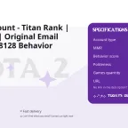 Dota 2 Account - Titan Rank | 7500 MMR | Original Email Included | 8128 Behavior