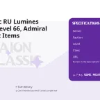 Aion Classic RU Lumines Account - Level 66, Admiral Gear, Event Items