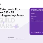 Guild Wars 2 Account - EU - Mastery Rank 313 - All Expansions - Legendary Armor
