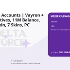 Delta Force Accounts | Vayron + Azot Operatives, 11M Balance, Black Ice Skin, 7 Skins, PC