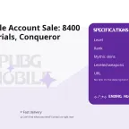 PUBG Mobile Account Sale: 8400 UC, 5 Materials, Conqueror Rank