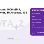 Dota 2 Account: 4000 MMR, 11400 Behavior, 10 Arcanas, 132 Immortals