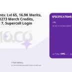 MO.CO Accounts: Lvl 65, 16.9K Merits, 560 Mo.gold, 1273 Merch Credits, Weapon Level 7, Supercell Login