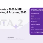 Dota 2 Accounts - 5600 MMR, 11588 Behavior, 4 Arcanas, 2640 Items