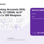 Tower of Fantasy Accounts (SEA) Aeria - Lv 100, CS 158540, 4x 6 Weapons, 8x Lv 200 Weapons