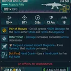 [PEARLESCENT] L50 BONNIE AND CLYDE - 891K DPS - 0.8s RELOAD - 13.7 FIRE RATE - GYROJETS - JAKOBS RICOCHET - HAND CRANK