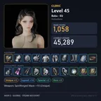 AIO1011 //Global EU Baba | Lv45 Cleric | 1058 GS 45.3K CP | +10 Unique Weapon |