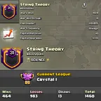 FULL MAX CLAN STRING THEORY [] LEVEL: 31 [] CAPITAL HALL: 10 [] WAR WON: 464-983 [] CWL: Crystal I CHEAP INSTANT AVAILAB