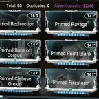 [WF] legendary 3 | 104 x Frame [PRIME: 42 ]Mods Legendary: 55 | Riven Mods:201 | [Q1] 