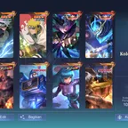 MLBB HERO MAX / 391 SKIN / 2 LEGEND / 3 KOF / 2 NARUTO / 1 TRANSFORMER / 1 ASPIRANTS / 8 LUCKYBOX / 1 STAR